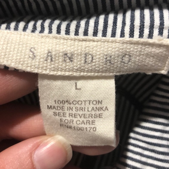 Sandro navy stripe sear-sucker blazer size large - Picture 9 of 9